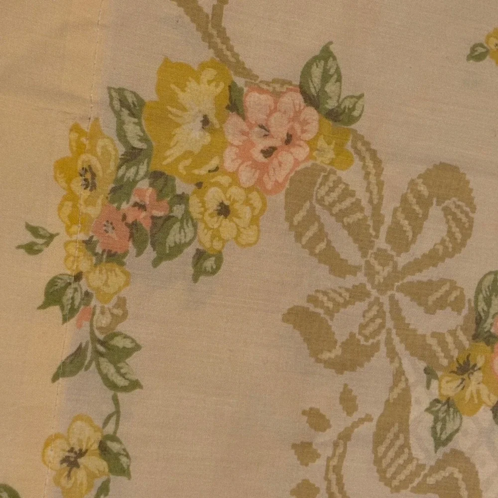 Vintage Floral Bow Pillowcase Standard Yellow Percale‎ Made in USA Retro